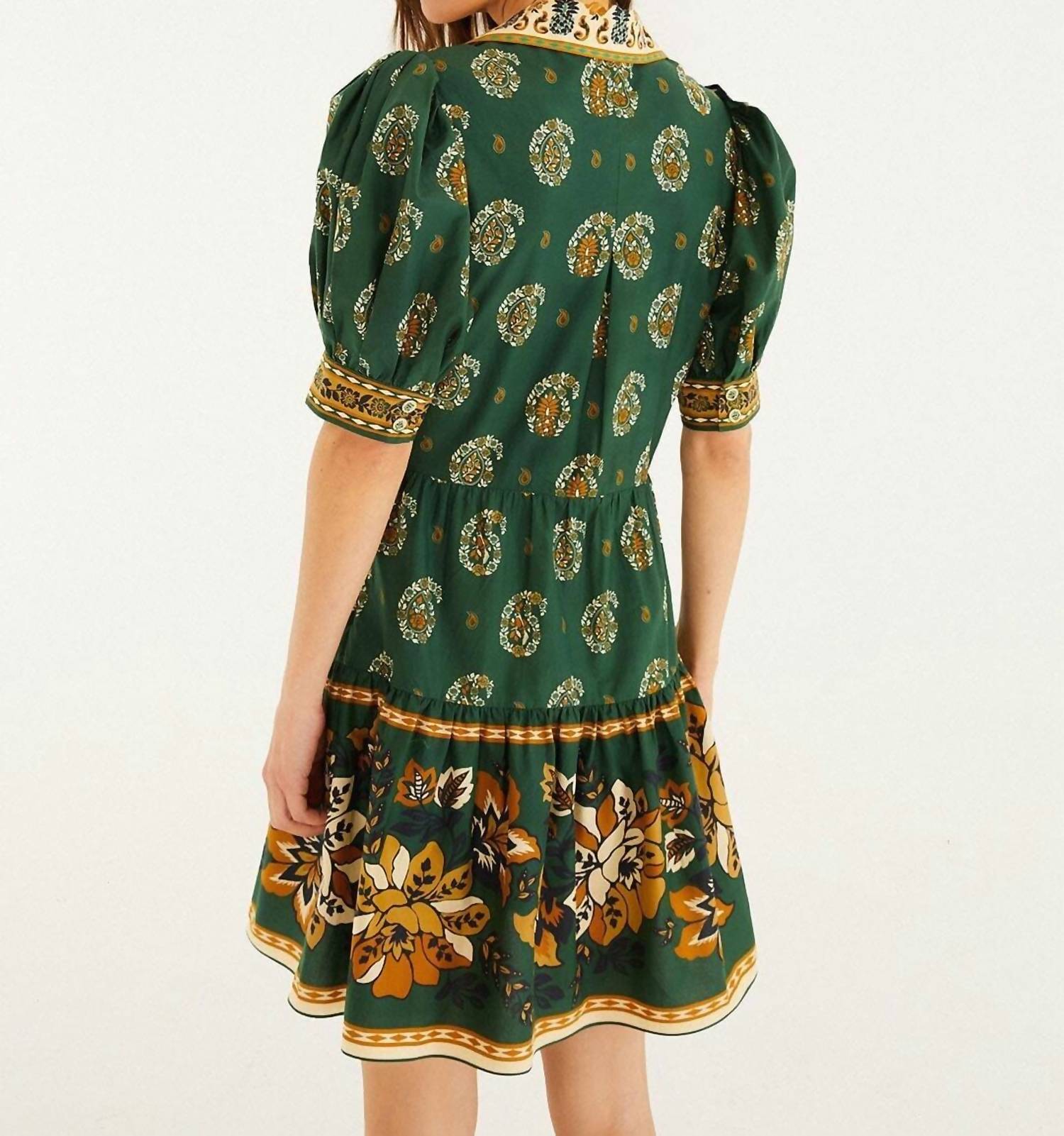 FARM RIO AYLA MINI DRESS in green - women's dress - alternate view