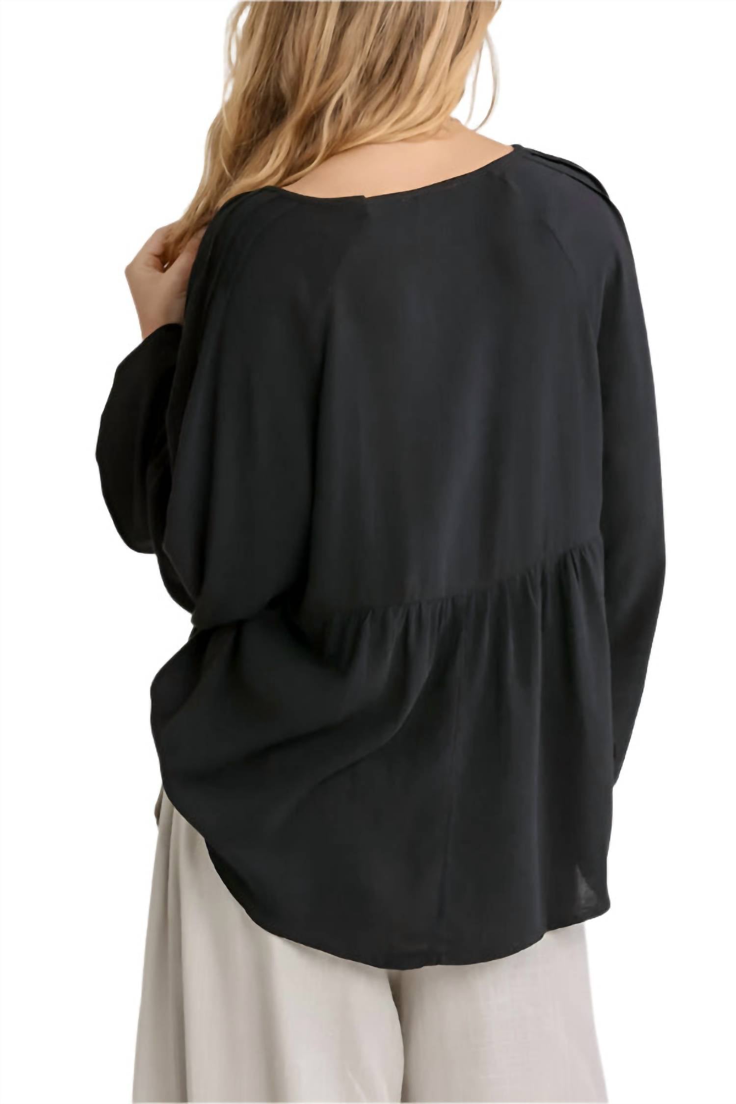 Umgee - Pleated Detail Babydoll Top