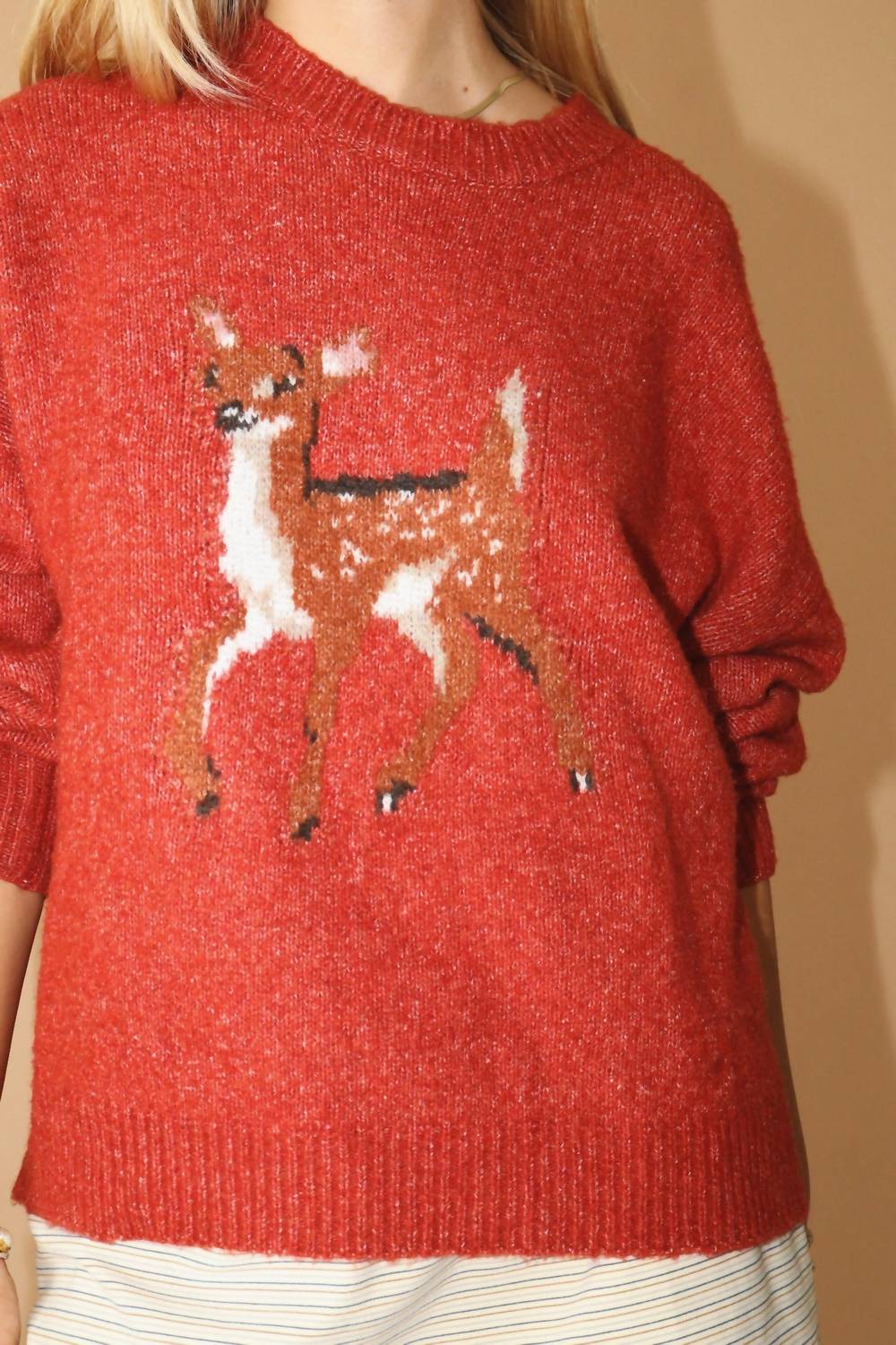 Bailey Rose - Bambi Baby Deer Graphic Knit Holiday Sweater