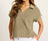 TOMMY BAHAMA Suncoast Loop Terry Polo in sea clay - women's t-shirt