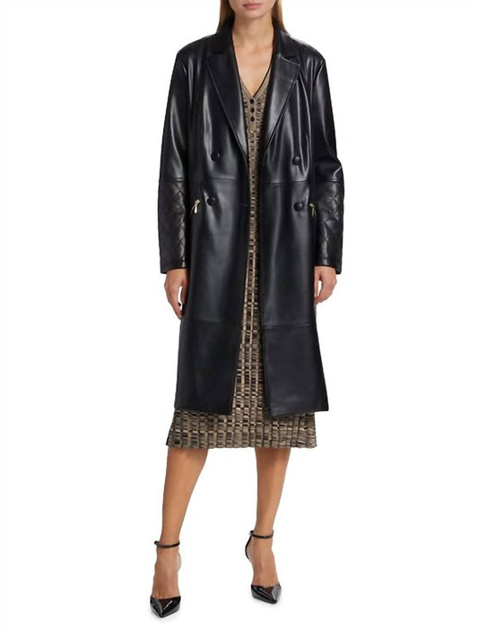 Elie Tahari - Dina Faux Leather Trench Coat