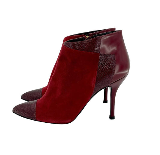 Longchamp - Women's Suede & Leather Stiletto Ankle Booties