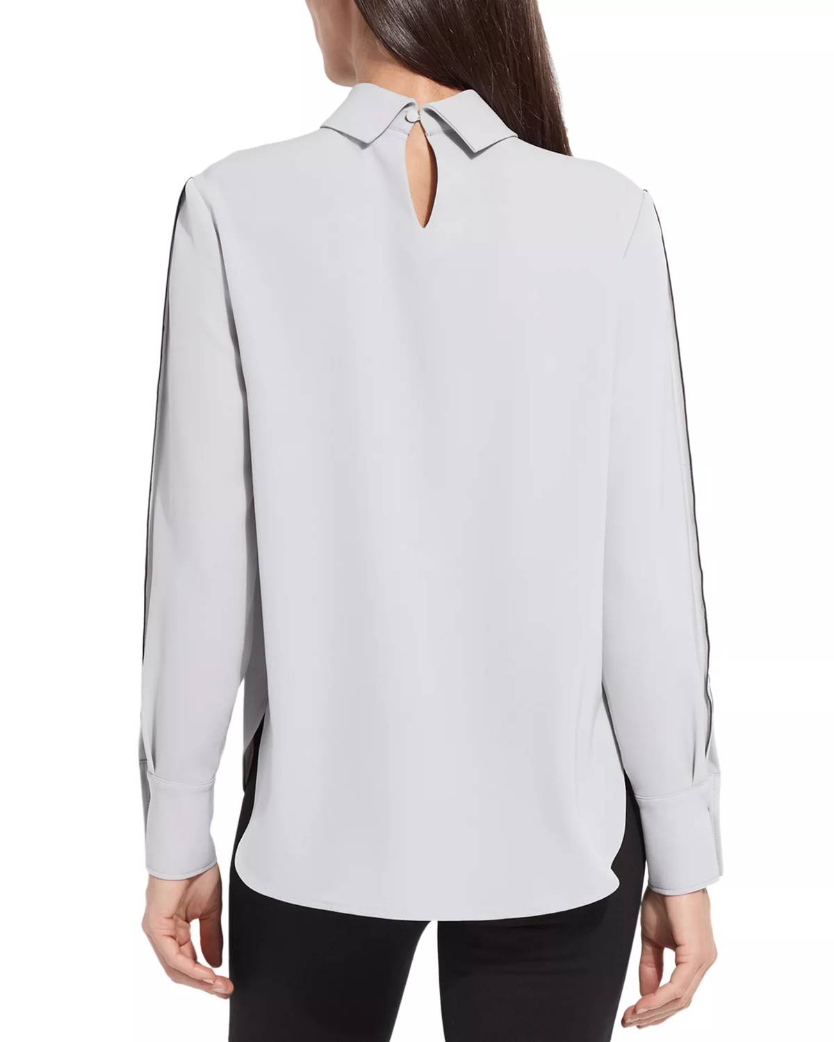 Lysse Lizandra Reversed Collar Blouse in pearl grey - women's blouse - detail view