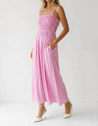 Naked Zebra - Smocked Maxi Dress With Cord Strap