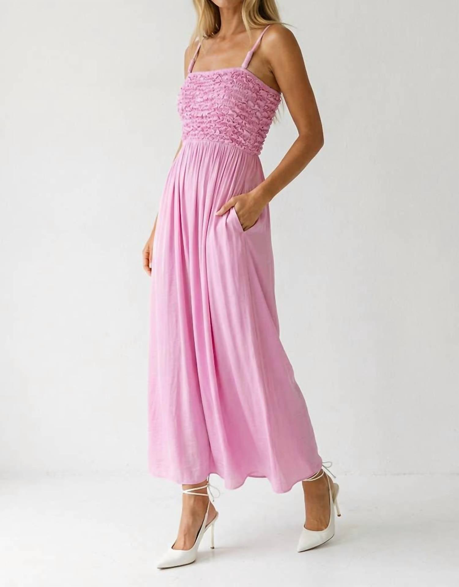 Naked Zebra - Smocked Maxi Dress With Cord Strap