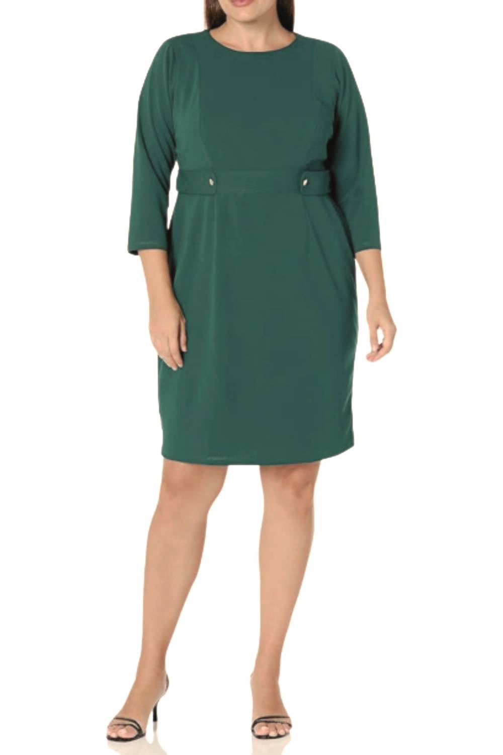 London Times - Quarter Sleeve Button Waist Sheath Dress
