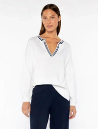 Kinross - Gathered Sleeve Splitneck Sweater