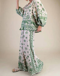 Easel - Rayon Linen Wide Leg Pants - Plus