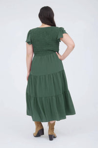 Blu Pepper - Flutter Sleeve Midi Dress - Plus