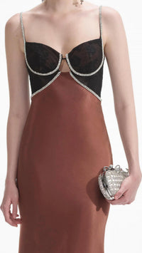 Self-Portrait - Women's Satin Diamante Gown
