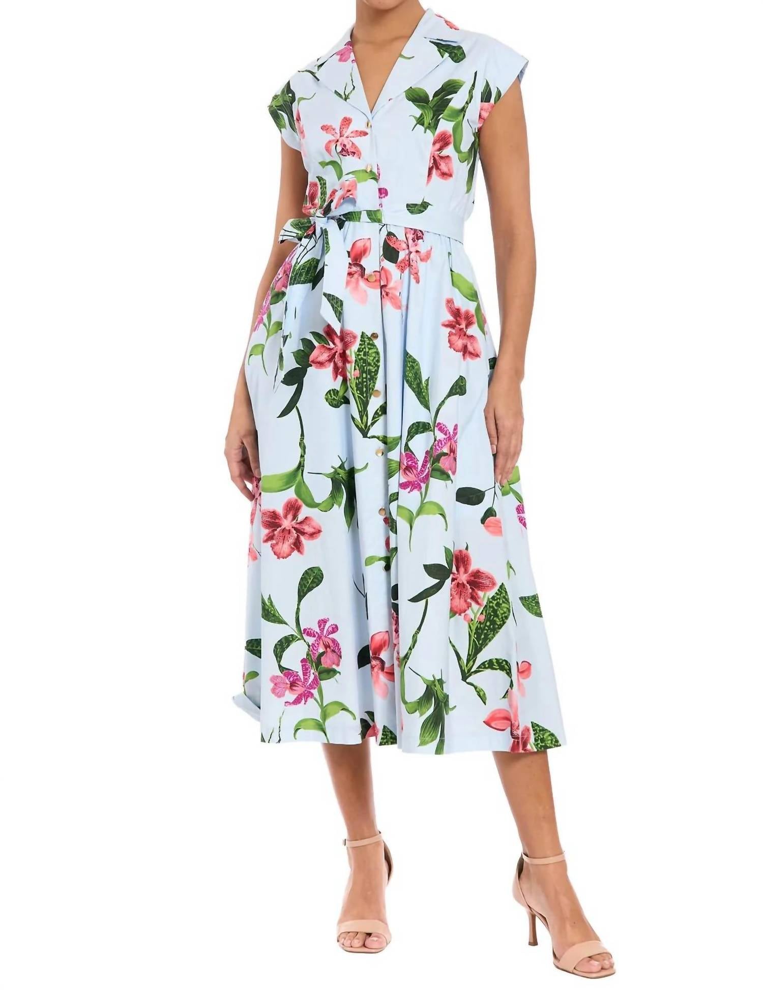 London Times - Rosemary Cotton Belted Shirt Dress
