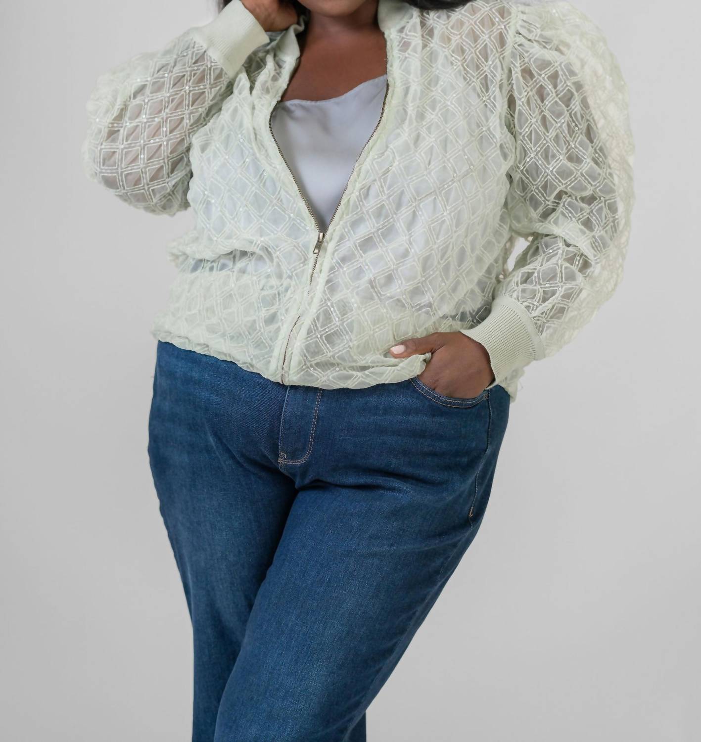 -Bl^Nk- - Ayana Long Sleeve Zip Front Jacket - Plus