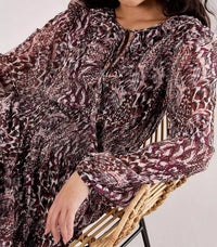Apricot - Feather Patchwork Ruffle Dress