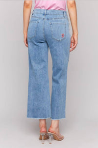 CHARLIE B Noelle Embroidered Flared Leg Jeans in blue - women's jeans - alternate view