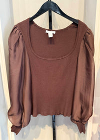 Design History - Ribbed Top With Sheer Sleeve