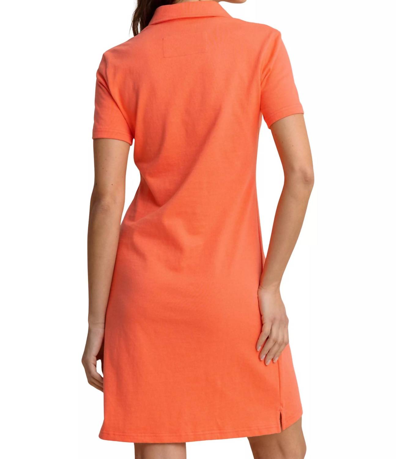 SOUTHERN TIDE Demi Solid Short Sleeve Polo Dress in sunset coral - women's dress - alternate view