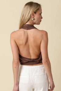 Olivaceous - Isabel Halter Crop Knit Top