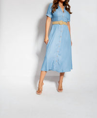 Blu Pepper - Collared Button Midi Dress