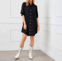 Karen Kane Ruched Sleeve Shirtdress in black - women's dress - view 4
