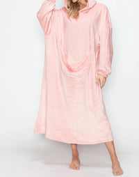 Double Take - Full Size Pocketed Hooded Midi Lounge Dress