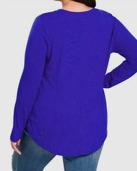 Zenana - Long Sleeve Round Neck Hem Top Plus