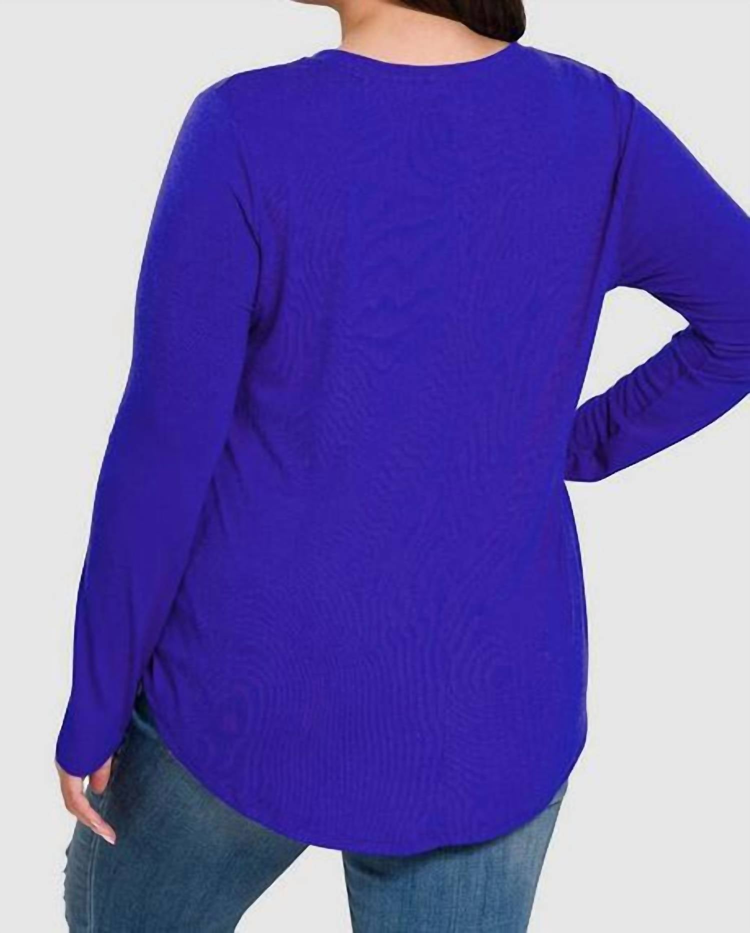 Zenana - Long Sleeve Round Neck Hem Top Plus