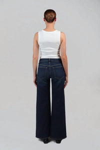 ETICA Romi French Wide Leg Pants in storm chaser - women's jeans - detail view