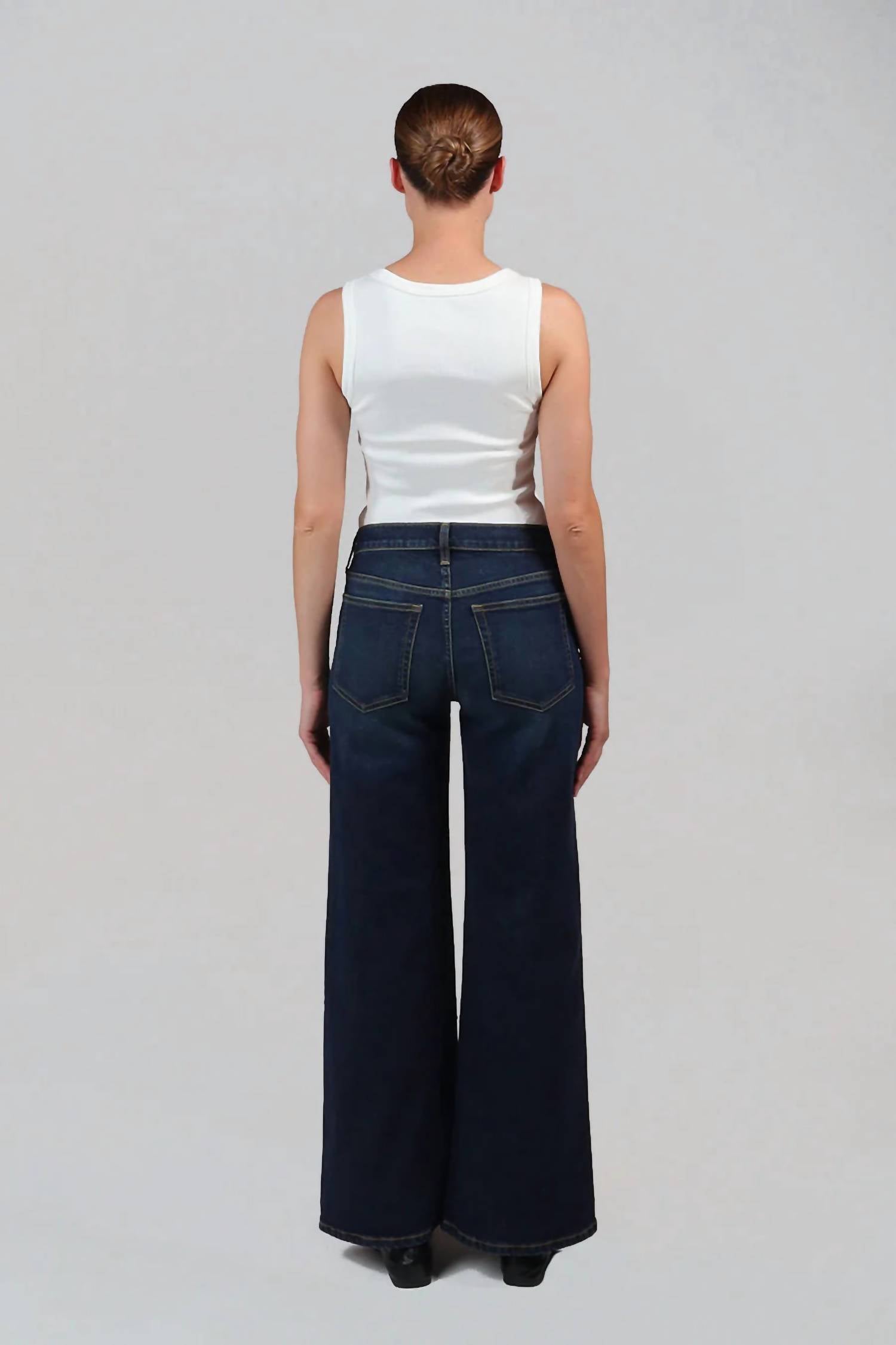 ETICA Romi French Wide Leg Pants in storm chaser - women's jeans - detail view