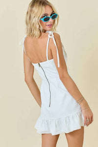 Day + Moon - Ruffle Trim Denim Dress
