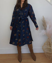 NIBI MTK Zoey Midi Dress in navy tiger - women's dress - view 4