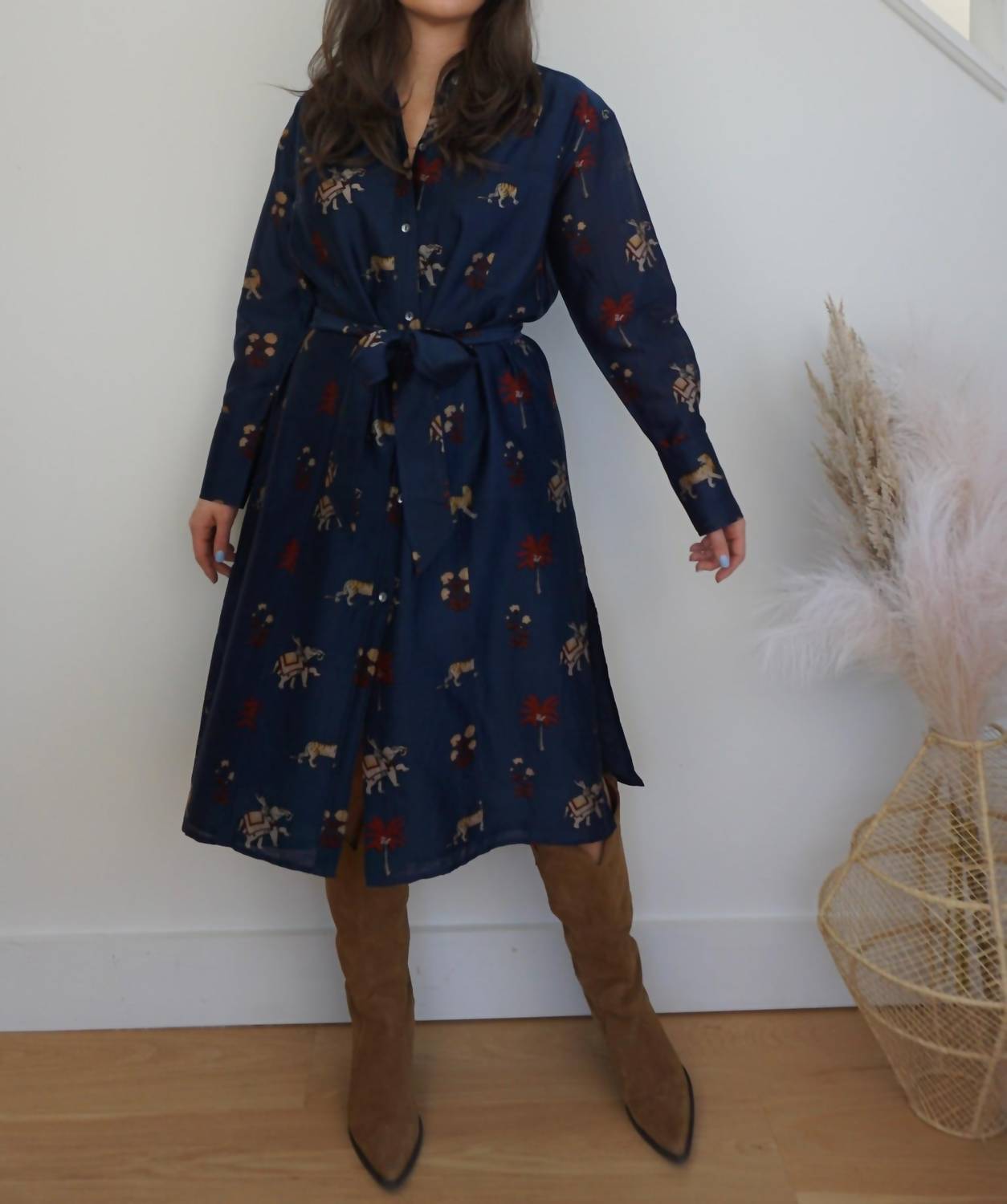 NIBI MTK Zoey Midi Dress in navy tiger - women's dress - view 4