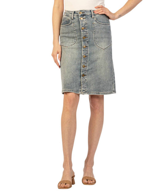 Kut From The Kloth - Rose Button Front Denim Skirt