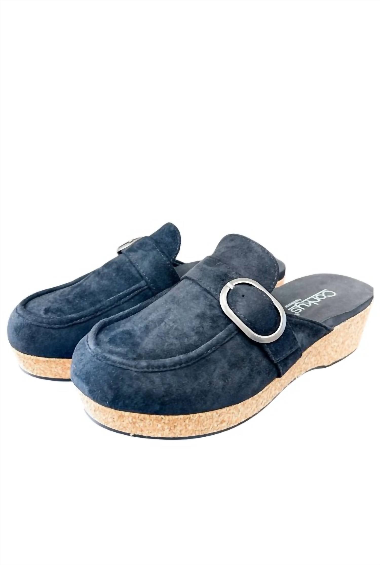 Corkys Footwear Women's All Get Out Wedge & Clog Style Shoes in black faux suede - women's shoe
