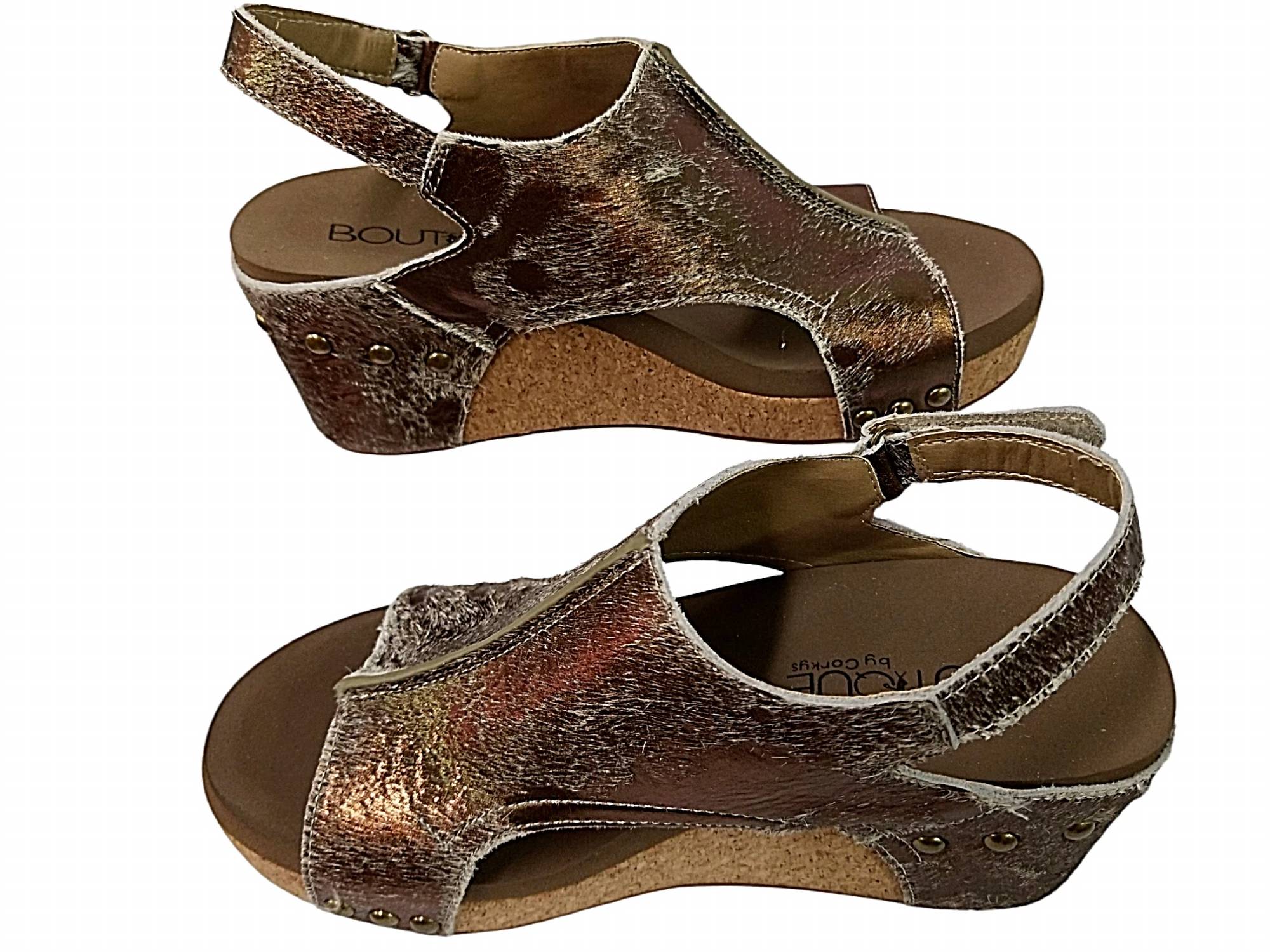 Corkys Footwear Women's Pasture Wedge Sandals in bronze - women's shoe - detail view