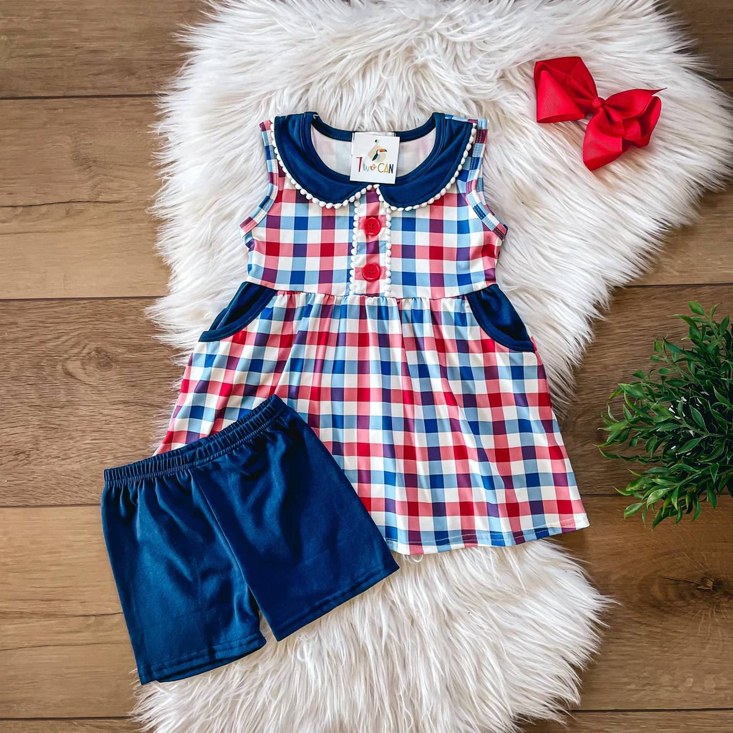 Twocan - Girls Americana Plaid Set