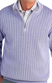 St. Croix - Long Sleeve Nov Stitch Striped Zip Mock Sweater