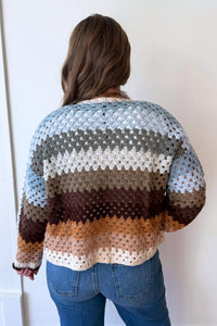 Elan - Color Block Open Knit Cardigan