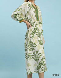 Umgee - Tropical Leaf Midi Dress