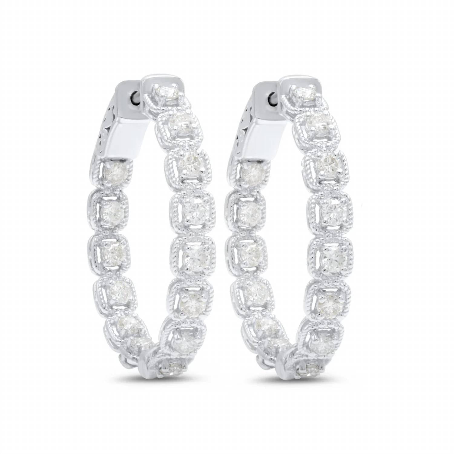 Diana M Jewels - 2.00 Cts Diamond Oval Hoop Earrings
