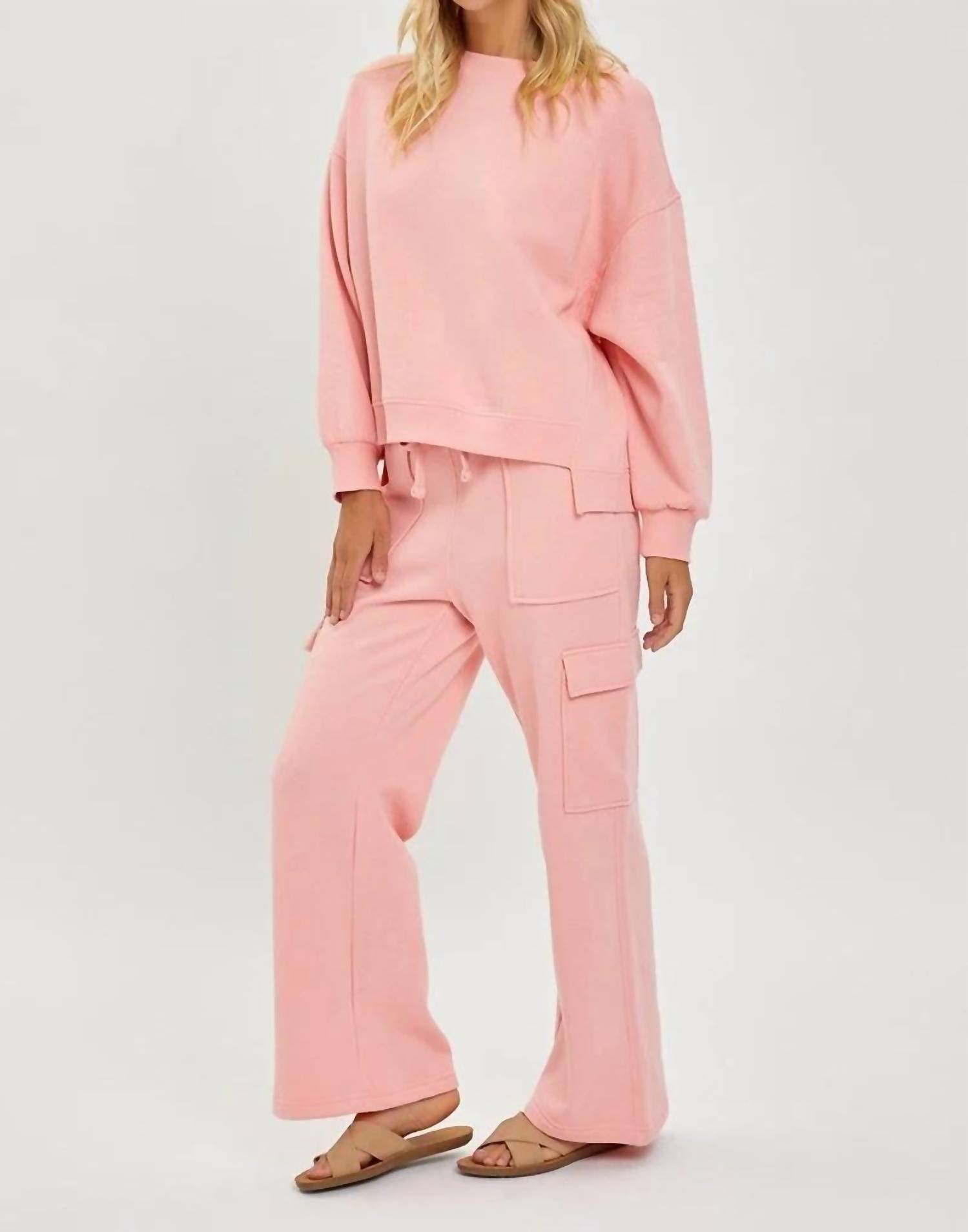 RISEN Oversized Step-hem Sweatshirt in blush - women's top - view 4