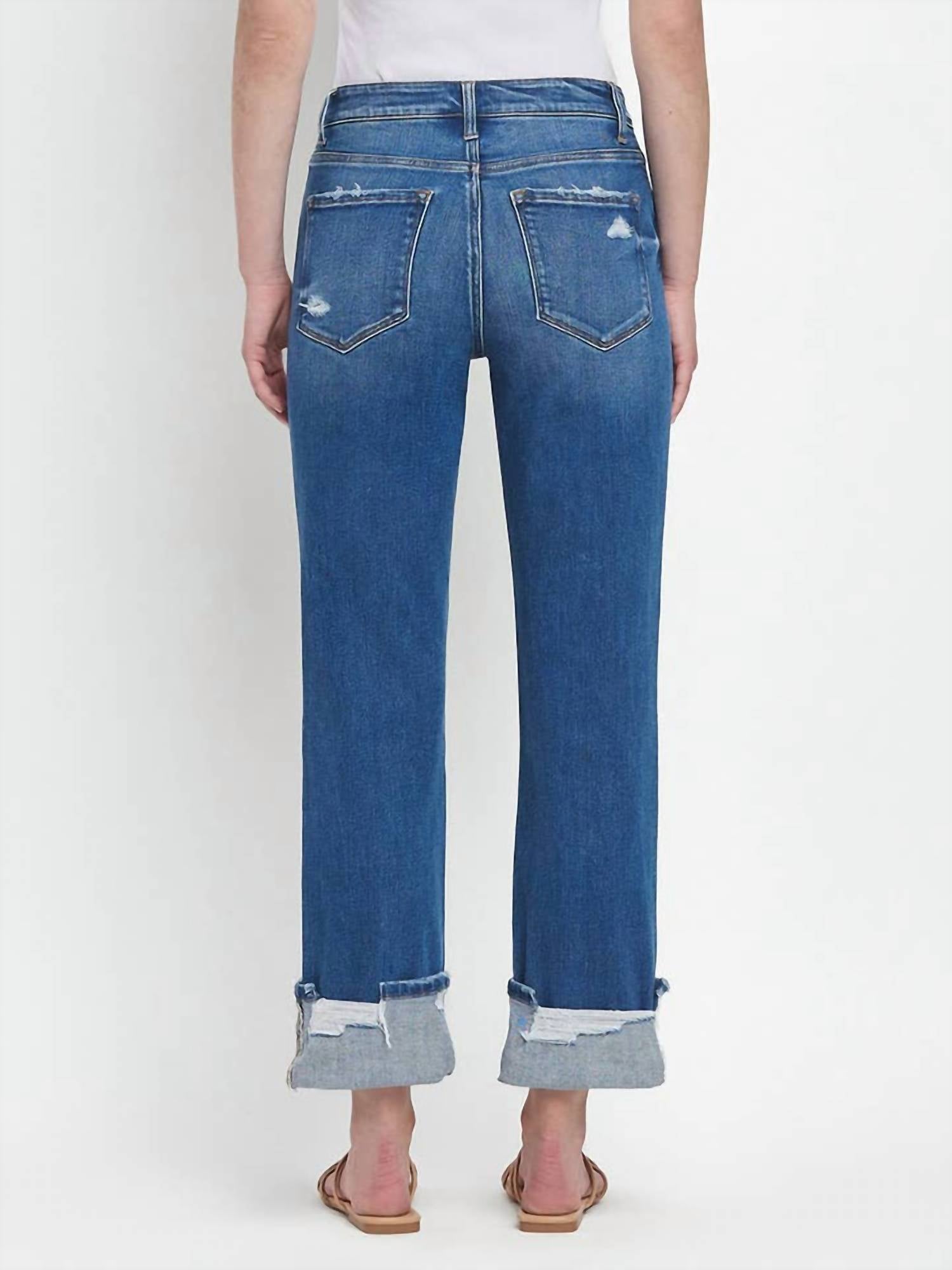 Vervet By Flying Monkey - High Rise Cuffed Straight Leg Jeans