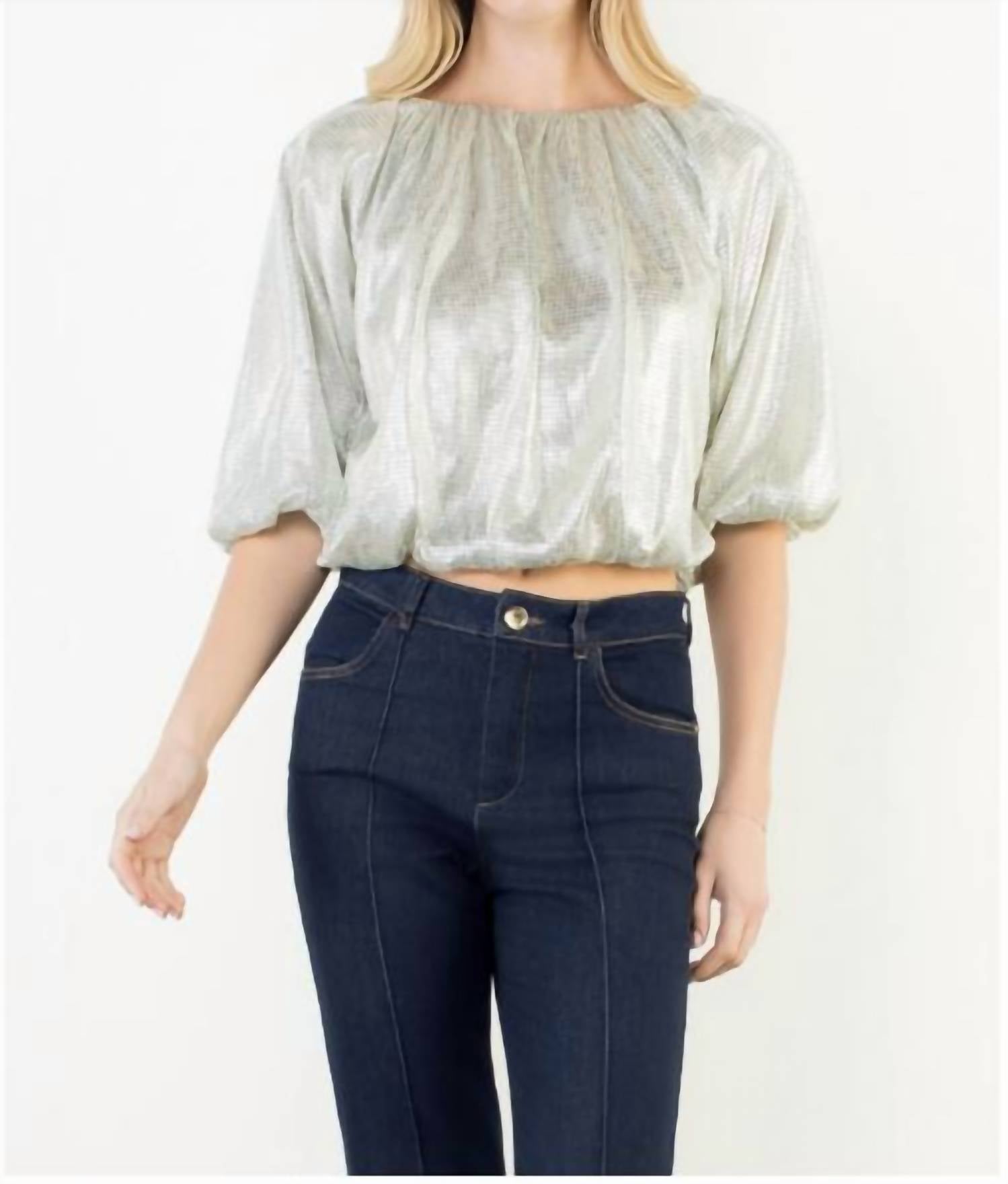 THML SEQUIN FLOWY TOP in silver - women's shirt