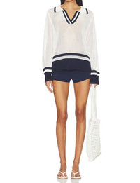 Bobi - Polo Cropped Stripe Sweater