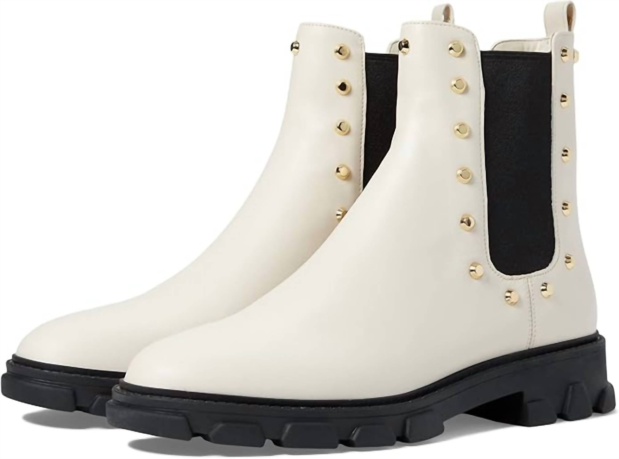 MICHAEL KORS Women's Ridley Pull-on Studded Chelsea Boots in cream - women's shoe