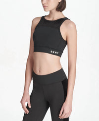 Dkny - DKNY Womens Activewear Sport Velvet Trimmed V Back Medium Support Sports Bra