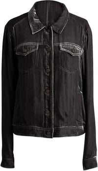 UZWholesale Cropped Velvet Jacket With Lapel in black - women's jacket - alternate view