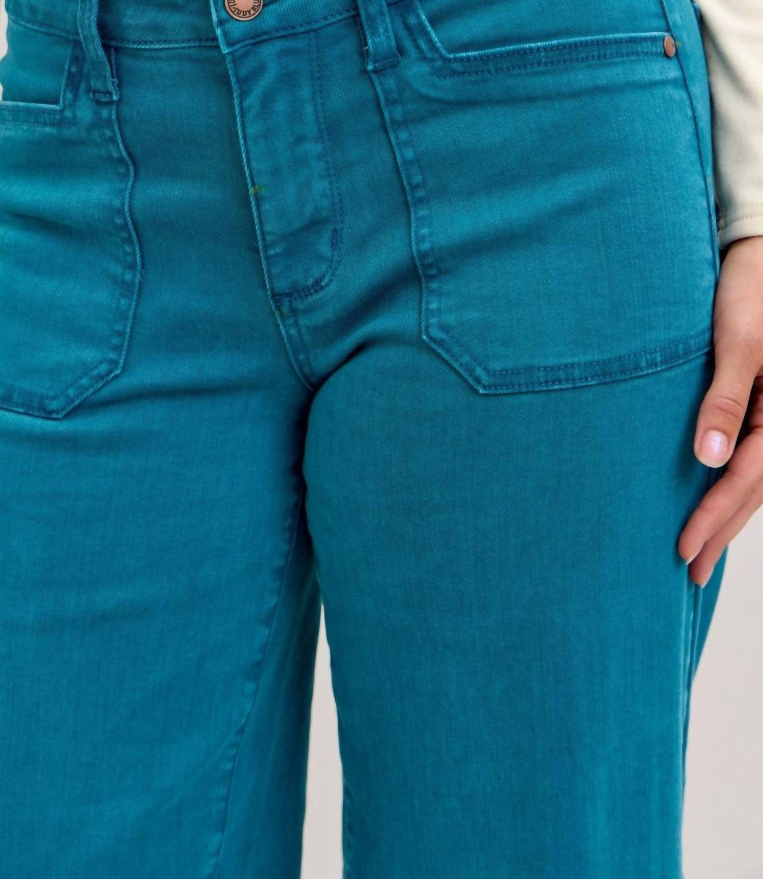 Judy Blue Midrise Wide Leg Jean in teal - women's pants - view 4