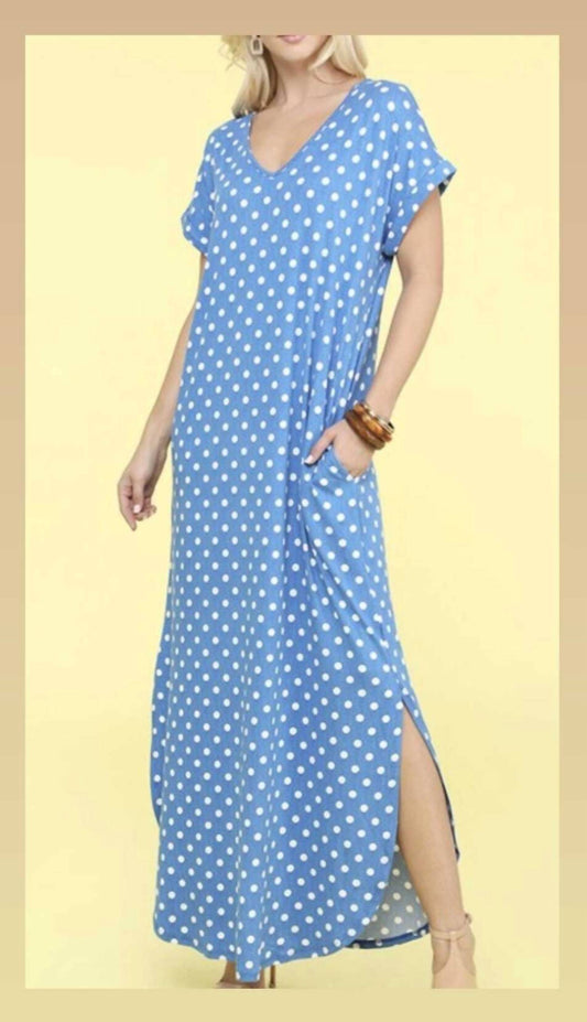 Ninexis - Short Sleeve Vneck Maxi Dress With Pockets