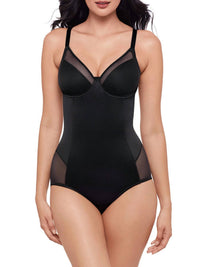 Miraclesuit Sexy Sheer Shaping Padded Cup Bodysuit in black - women's shirt