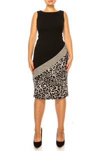 Maya Brooke - Asymmetrical Animal Print Jacket Dress